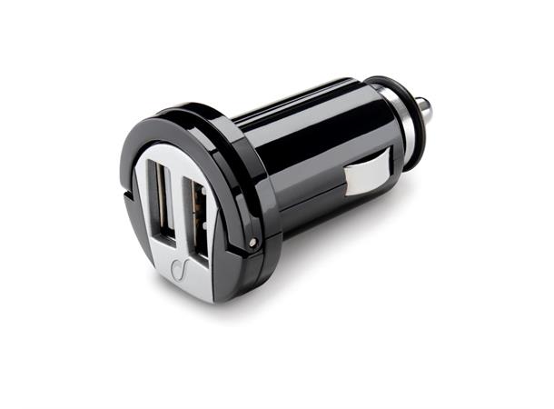 USB Car Charger Dual 10W 12/24 V USB-lader med to uttak og 2A.